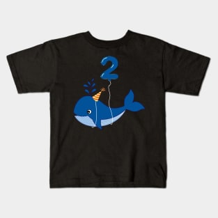 Kids 2nd Birthday Cute Whale Gift Shirt For 2 Year Old Boys Kids T-Shirt